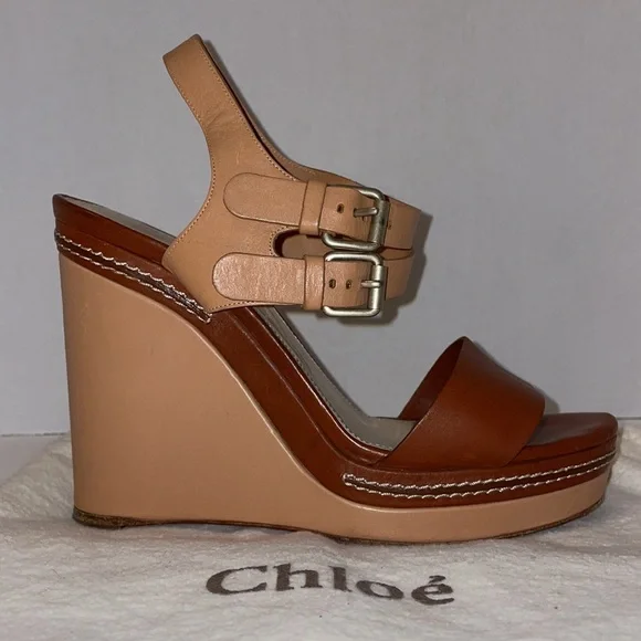 Authentic Chloe Leather wedges 40.5 - Picture 2 of 7